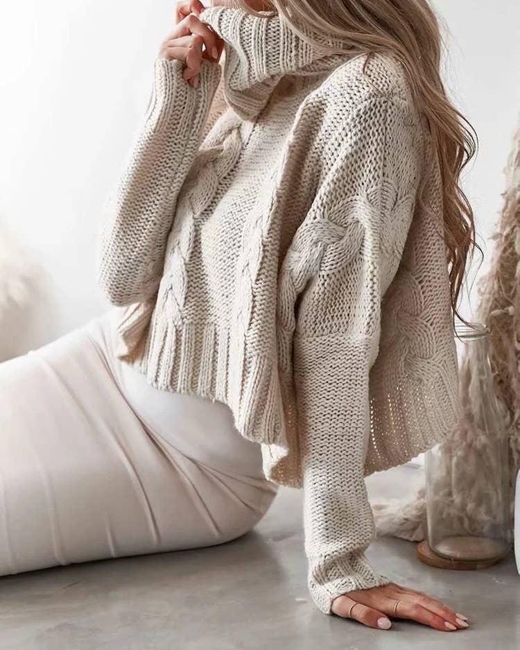 Turtle Neck Long Sleeve Pullover Sweater