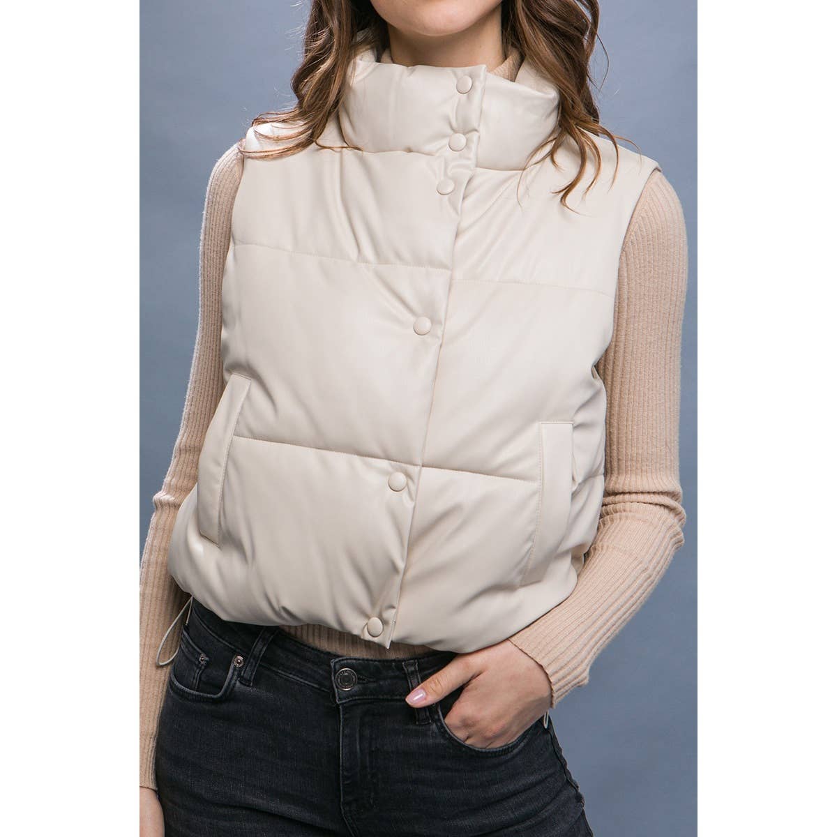 PU Faux Leather Padded Vest