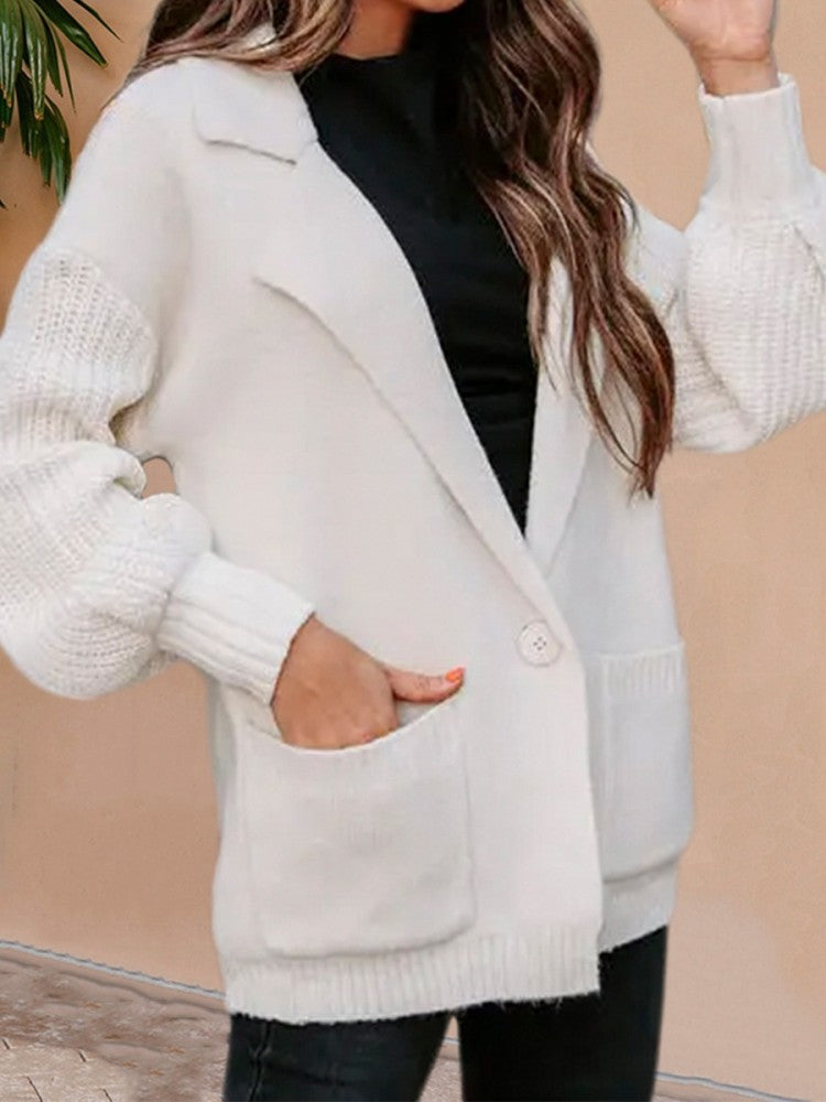 Solid Color Knitting Sweater Cardigan