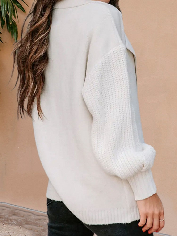 Solid Color Knitting Sweater Cardigan