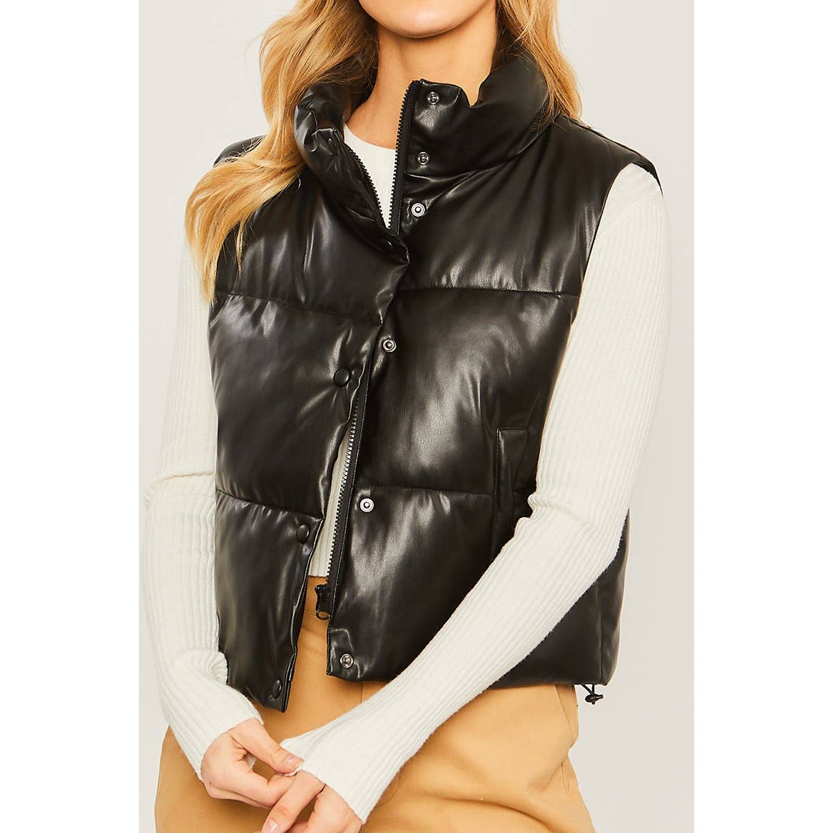 PU Faux Leather Padded Vest