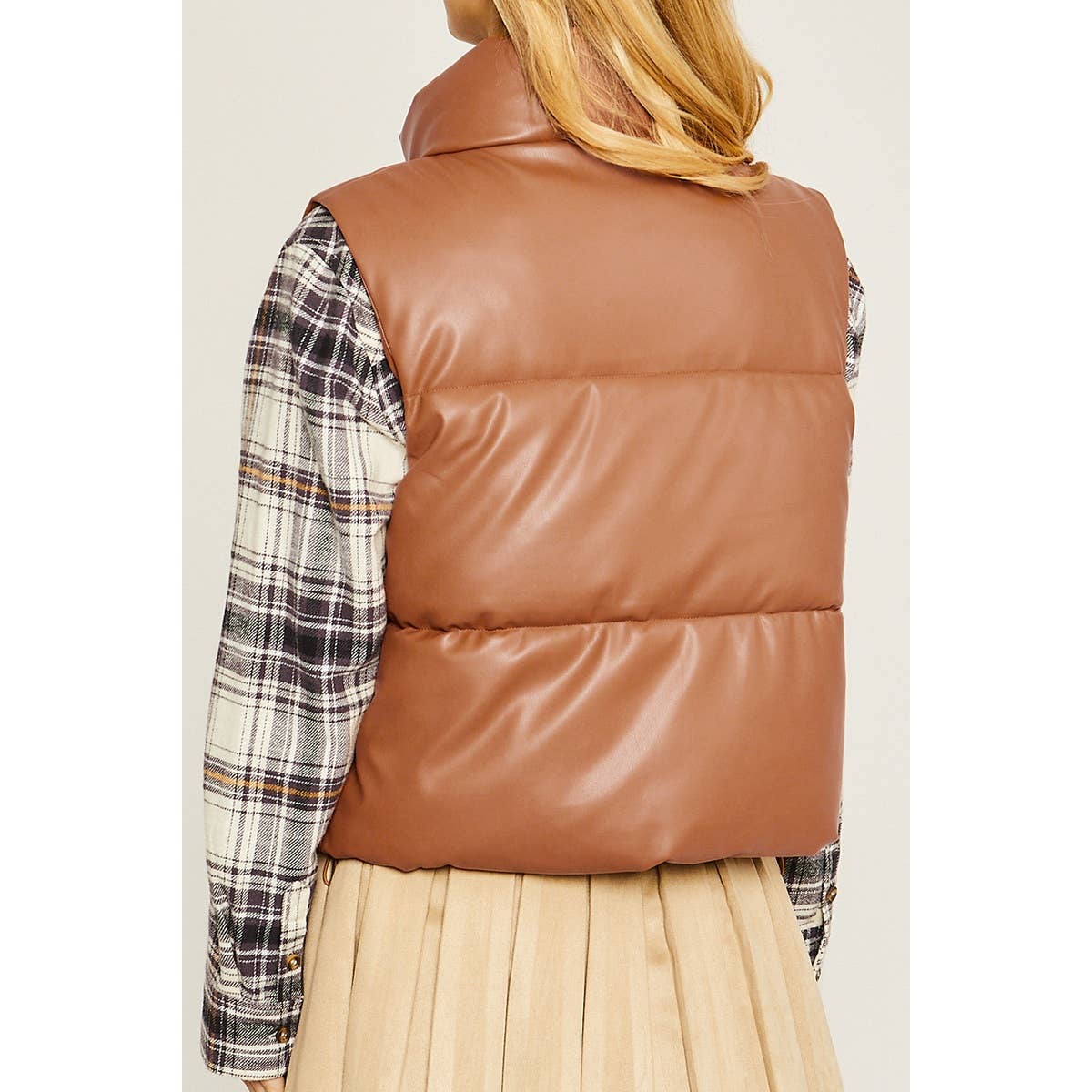 PU Faux Leather Padded Vest