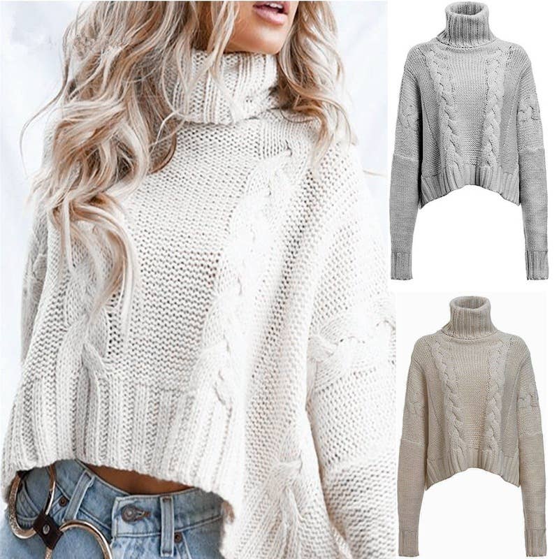 Turtle Neck Long Sleeve Pullover Sweater