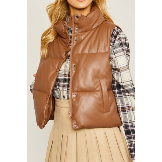 PU Faux Leather Padded Vest